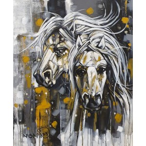 Momin Khan, 24 x 30 Inch, Acrylic on Canvas, Horse Painting, AC-MK-122